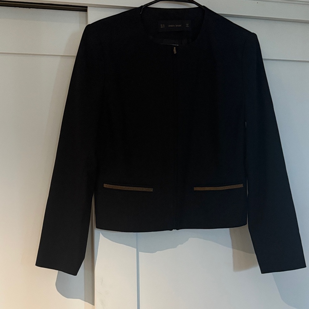 Zara Black Women's Blazer with Gold Accents